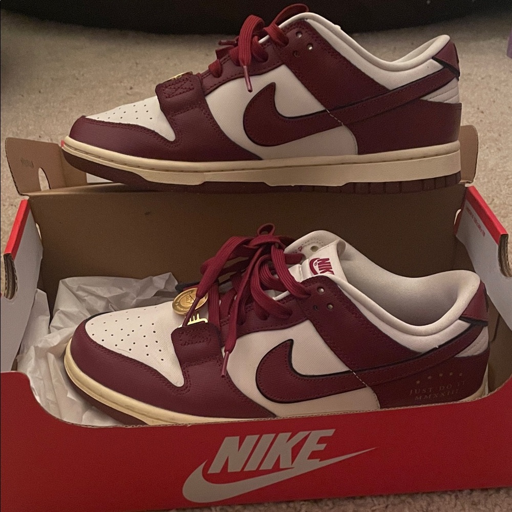 Nike Burgundy and White Low-Top Sneakers